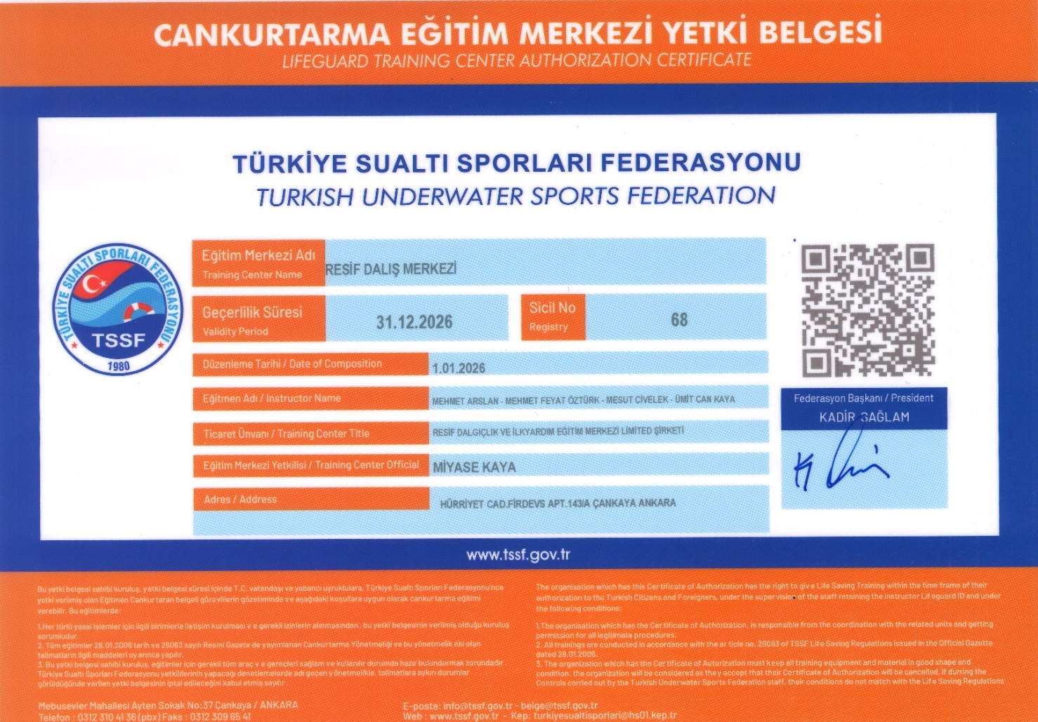 CANKURTARAN EĞİTİM MERKEZİ YETKİ BELGESİ