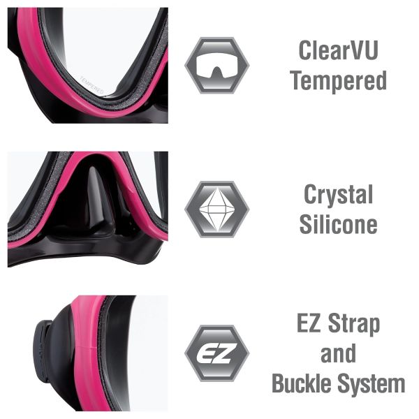 TUSA Visio Maske Şnorkel Seti ( Pembe )