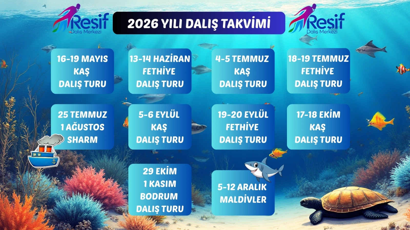 2026 Yılı Dalış Takvimi